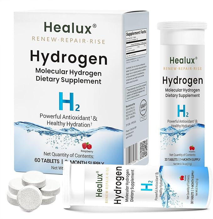 Hydrogen Water Tablets 12 PPM – Molecular H₂ Tablets with Magnesium | H2 TAB Antioxidant Support for Energy Cellular Health Recovery &amp Cognitive Function 60 Count Raspberry