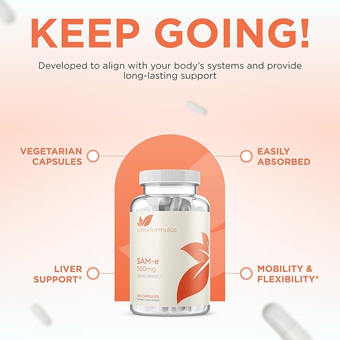 Bioactive SAM-e 500mg - High Strength SAM-e Supplement with Biologically Active SS Form for Liver and Mood Support - Vegan Non-GMO Preservative Free - Made in the US (120 Servings)
