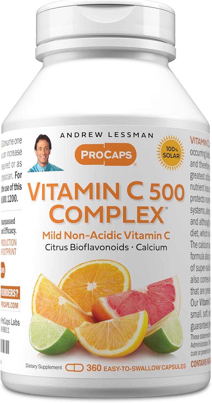 ANDREW LESSMAN Vitamin C 500 Complex 360 Capsules - Non-Acidic Vitamin C Plus Citrus Bioflavonoids for Immune System and Anti-Oxidant Support No Stomach Upset Small Easy to Swallow Capsules