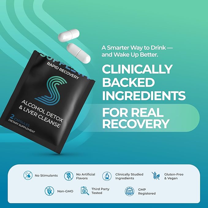 Rapid Recovery | DHM Supplement with TUDCA NAC &amp AstraGin | Feel Better After Drinking &amp Support Liver Health | 12 Serving Pouches 24 Capsules | Dihydromyricetin Vitamin C B12
