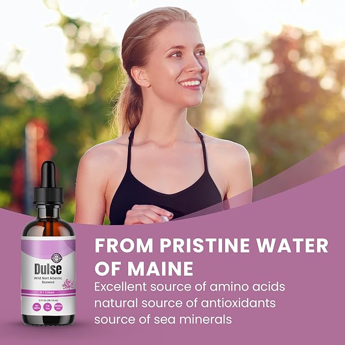 VitaminSEA North Atlantic Dulse Extract 30 Servings Raw Liquid Seaweed Supplement Drops Made from Maine Coast Atlantic Dulse (2 Oz)