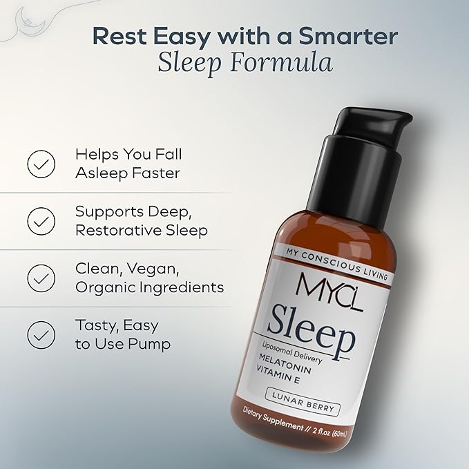 Sleep Liposomal Supplement with Low-Dose Liquid Melatonin Kids and Adults - Relaxation Aid Deep Restorative Sleep Support - Vegan and Clean - Advanced Absorption - Berry Flavor - 60 Pump Servings