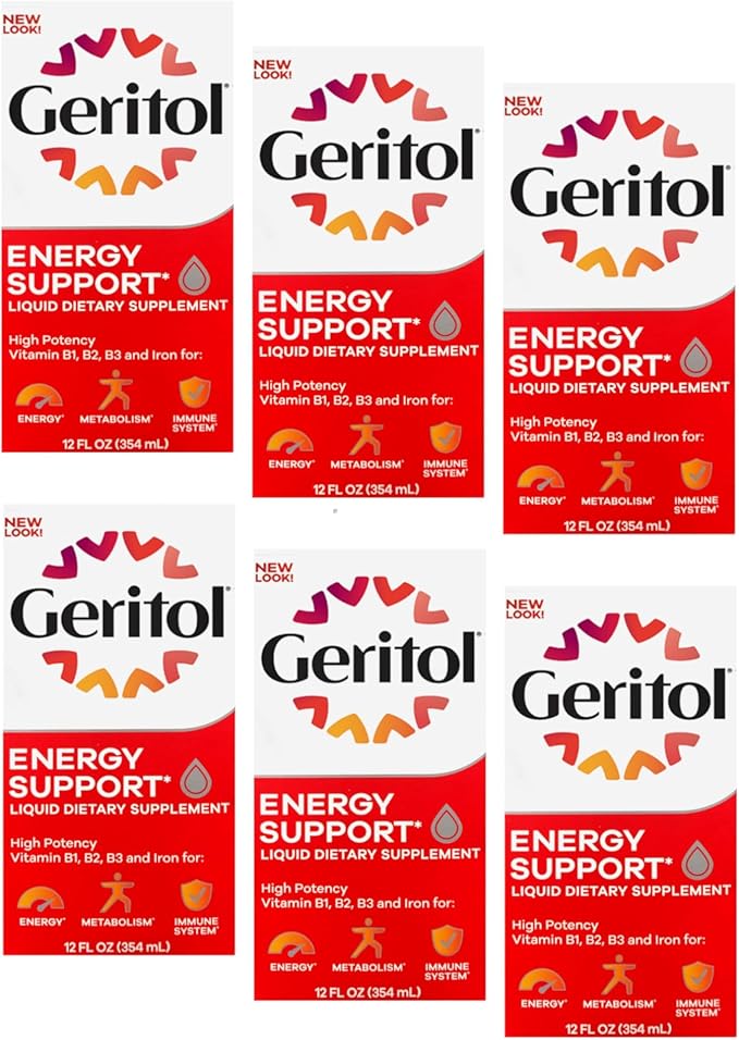 Geritol Liquid Supplement B-Vitamins &amp Iron 12 Fluid Ounce (Pack of 6)