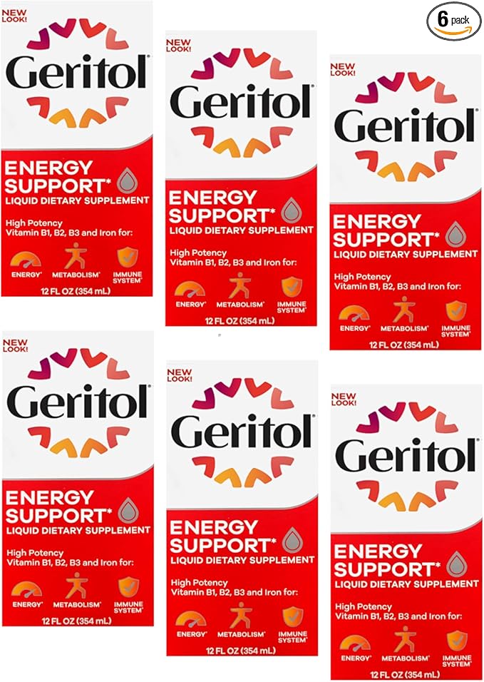 Geritol Liquid Supplement B-Vitamins &amp Iron 12 Fluid Ounce (Pack of 6)
