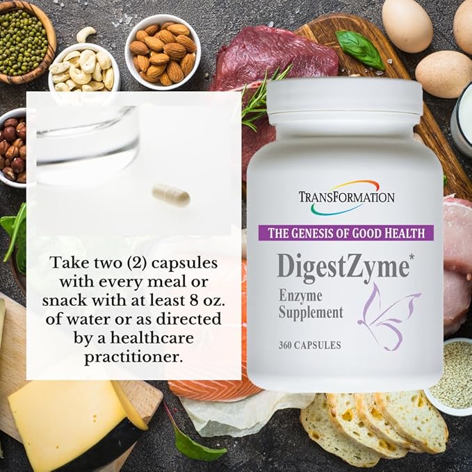 TRANSFORMATION THE GENESIS OF GOOD HEALTH Enzymes for Kids - Natural DigestZyme Supplement Formula for Overal Health Nutrient Absorption Support Digestion During Pregnancy &amp Lactation 360 Capsu