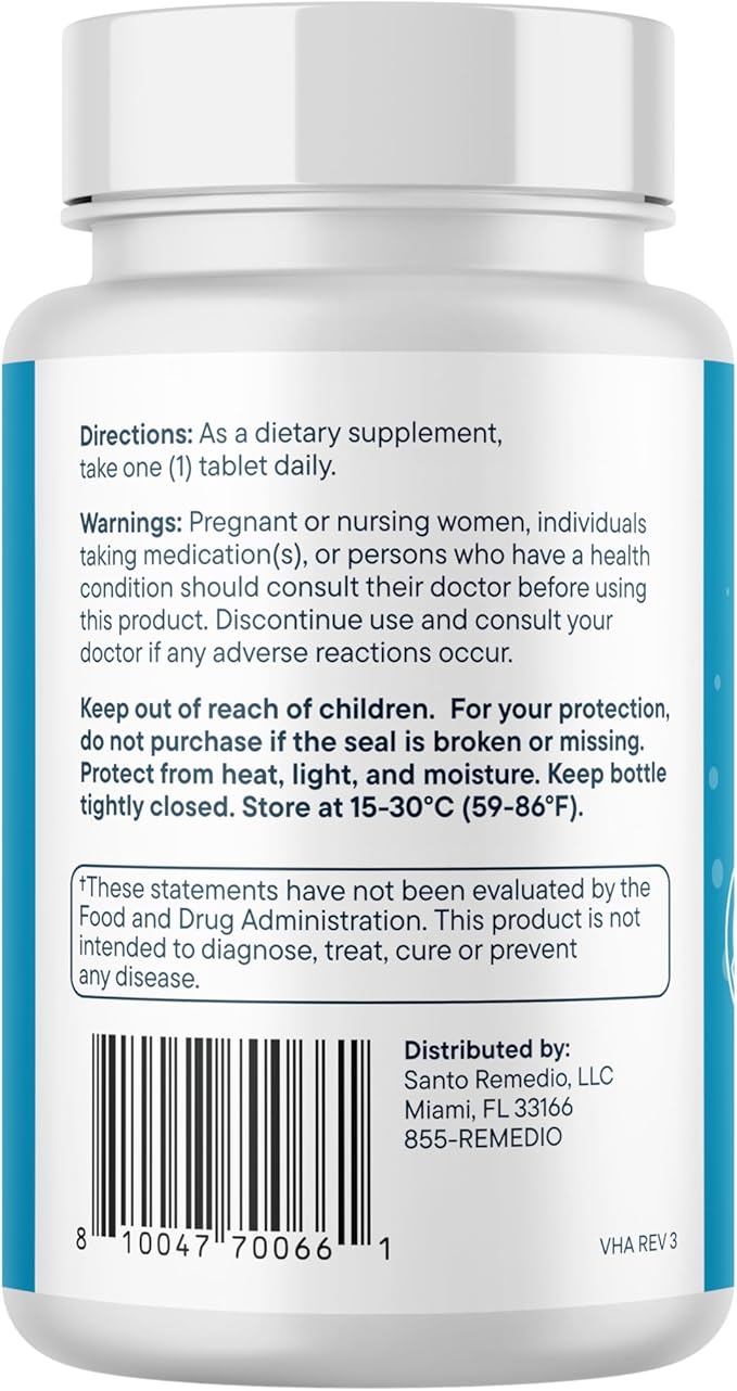 Santo Remedio Magnesium Supports Muscle Relaxation Dietary Supplement Magnesium Citrate 300 mg No Artificial Flavors No Artificial Colors 90 Tablets (90 Servings)