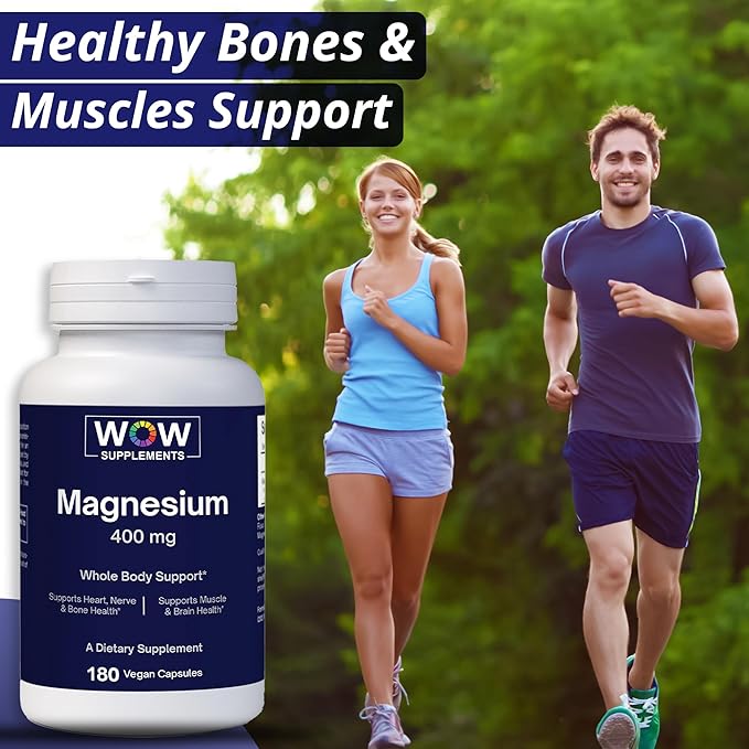 WOW Supplements Magnesium 400 mg Complex - Supplement for Men and Women - Citrate Aspartate &amp Magnesium Oxide 400mg - 180 Capsules