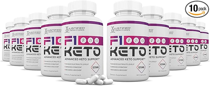 (10 Pack) F1 Keto Pills 1275MG New &amp Improved Formula Contains Apple Cider Vinegar Extra Virgin Olive Oil Powder Green Tea Leaf 600 Capsules