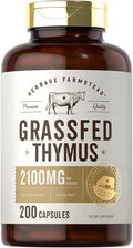 Carlyle Grass Fed Beef Thymus Bovine Supplement | 2100mg | 200 Capsules | Pasture Raised Non-GMO Gluten Free | by Herbage Farmstead