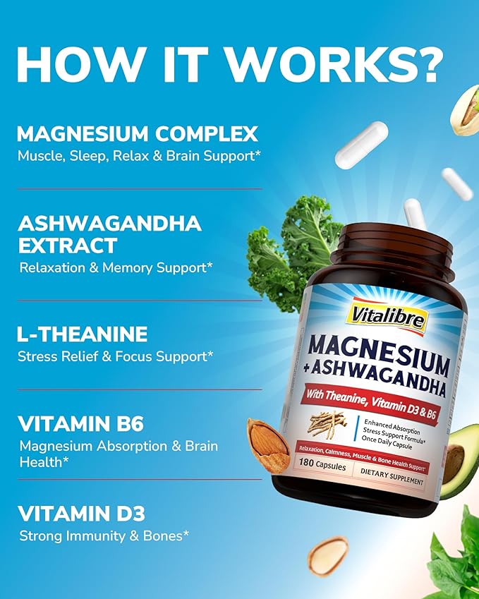Probiotics for Women 100 Billion CFU 15 Strains 30 Capsules Magnesium Complex with Ashwagandha &amp L-Theanine 120 Capsules