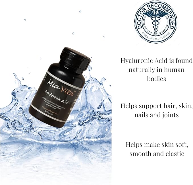 Mia Vita Hyaluronic Acid – Oral Dietary Supplements for Women– Support Hair | Skin | Nails | Joints – 30 Day Supply