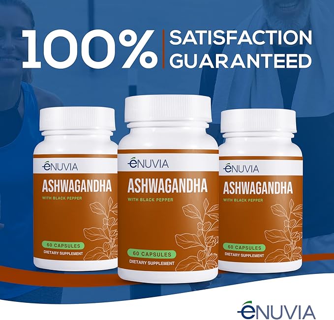 Ashwagandha Supplement - Natural Relief and Stamina Support to Help Ease Tension 60 Capsules Pure Root with Black Pepper Extract for Enhanced Absorption Vegan Made in the USA