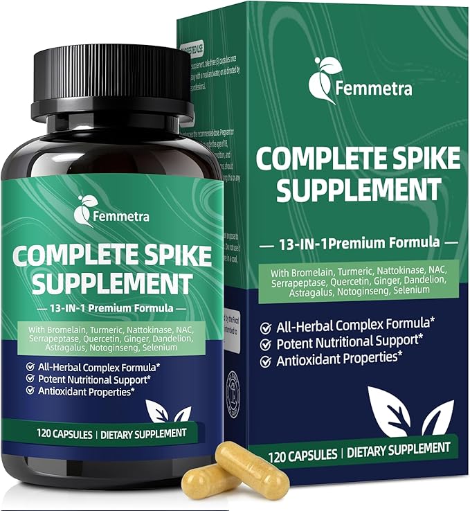 Spike Protein Cleanse Capsules Nattokinase Supplement 8000FU with Bromelain 600mg Curcumin &amp Quercetin etc. 13-in-1 Immune Support Supplement for Daily Health Vegan Non-GMO 120 Capsules