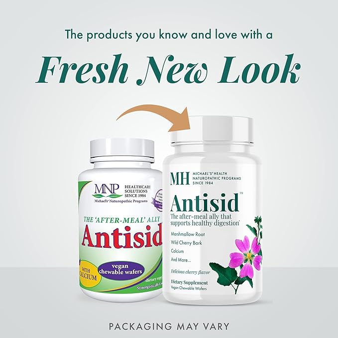 Michael's Health Naturopathic Programs Antisid - 90 Vegan Chewable Wafers - Wild Cherry Flavor - Supports Healthy Digestion - Kosher - 30 Servings