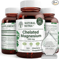 Natural Nutra Chelated Magnesium Oxide 250 mg - High Absorption for Strong Bones Heart Health Energy Boost Gluten-Free Non-GMO 180 Tablets (2 Pack) in BPA-Free Recyclable Glass Bottles