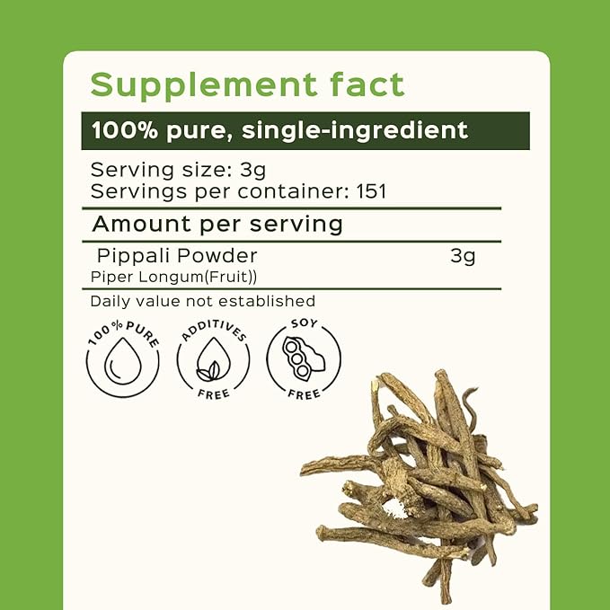 bixa BOTANICAL Long Pepper Powder| Pippali (Piper Longum) | Ayurvedic Supplement &amp Meat Seasoning | Strong Aroma Steam Treated Vegan Non GMO &amp 100% Pure | 1 lb / 16oz