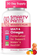 SmartyPants Women's Multivitamin Gummies Omega 3 (DHA/EPA) Methylfolate CoQ10 Vitamin D3 C Vitamin B12 B6 A K &amp Zinc Inositol Gluten Free 90 Count (30 Day Supply)