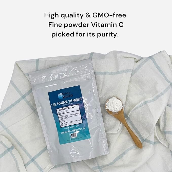 Fine Powder Vitamin C as Ascorbic Acid | Pure Sugar &amp GMO-Free | 1000 mg Vitamin C per Serving | 454 Servings per Bag