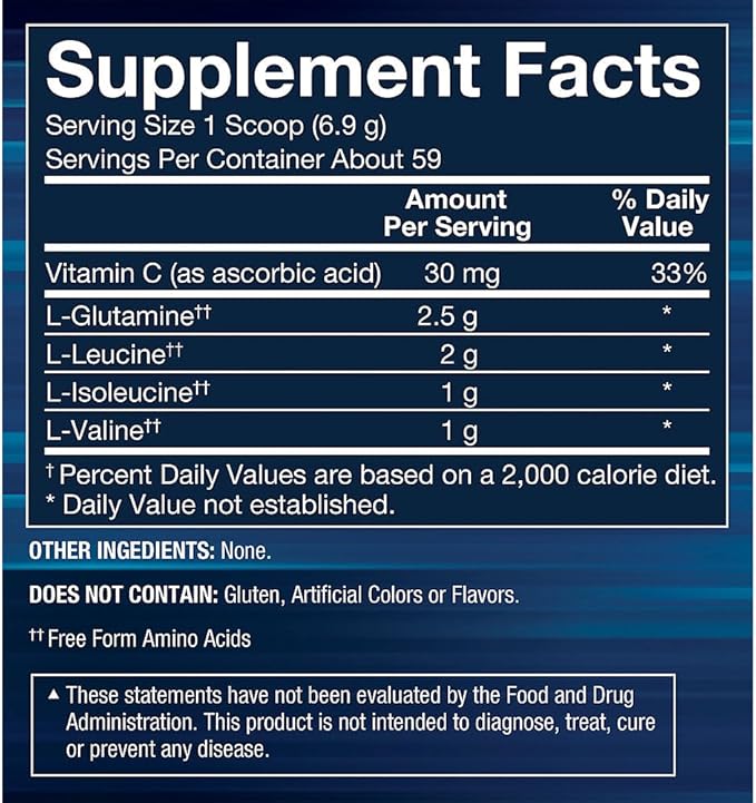 BodyTech BCAA + Glutamine Powder with Vitamin C L Glutamine &amp More Essential Pre Workout or Post Workout Amino Acids for Men &amp Women Unflavored 14.4 Oz 59 Servings