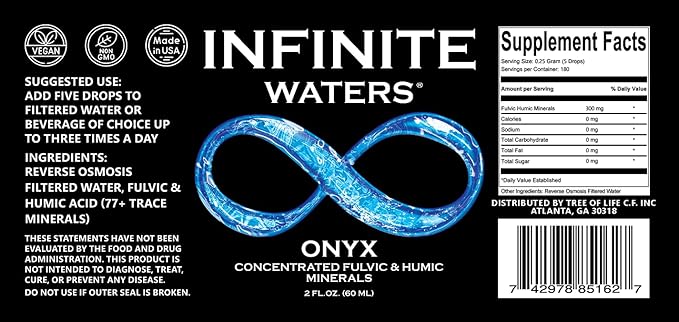 INFINITE WATERS - Fulvic Humic Acid Health Supplement – Organic Detox Immune Boost &amp Nutrient Absorption (2 fl oz)