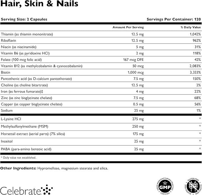 Celebrate Vitamins Hair Skin and Nails - 120 Capsules