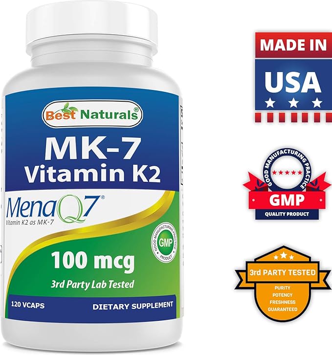 Best Naturals MK-7 Vitamin K2 100 mcg &amp Quercetin with Bromelain 800 mg