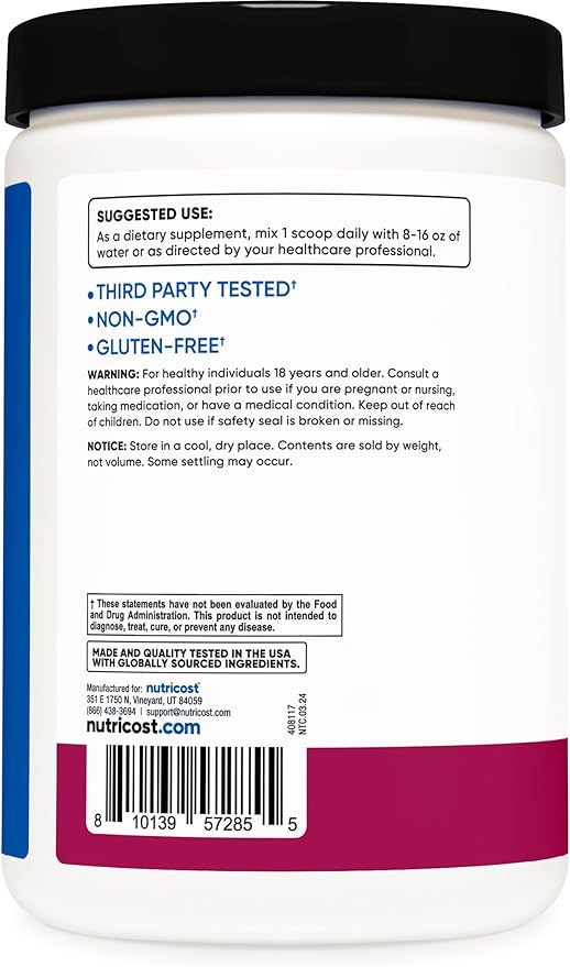 Nutricost BCAA Active with Glutamie Citrullie and Coconut Hydration Powder (BlackBerry Plum) 30 Servings - Branched Chain Amino Acids with Hydration Complex - Gluten-Free Non-GMO
