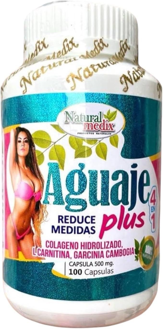 Aguaje Plus 4 in 1- Peruvian Female Health Supplement - Powerful Curves Shape -Natural -100 Capsules -Natural Medix