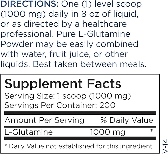 Metabolic Maintenance L-Glutamine Powder – 1000mg Amino Acid Supplement Easy Drink Mix Supports Gut Health &amp Recovery for Women &amp Men – Unflavored 200g (200 Servings)