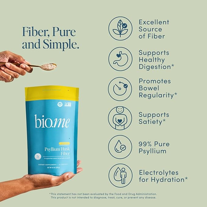 Psyllium Husk Fiber Powder (6g Per Serving) for Digestive Health &amp Bloating Relief Sugar Free Lemonade Prebiotic Insoluble &amp Soluble Fiber Powder Non-GMO Supplement Gluten Free - 30 Serving