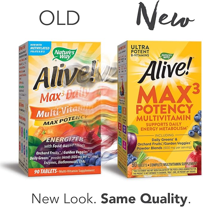 Nature's Way Alive! Max Potency Daily Multivitamin Tablets Natural 90 Count