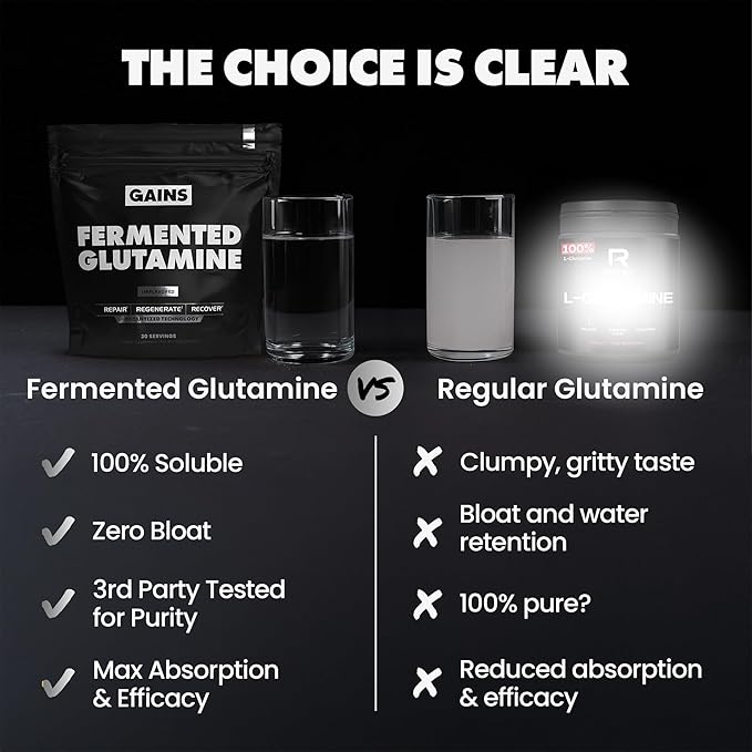 Gains in Bulk L-Glutamine Gluten Free Glutamine Powder for Muscle Recovery and Growth Post Workout Support Amino Acid Supplement Promotes Protein Synthesis Non GMO Unflavored 90 Servings
