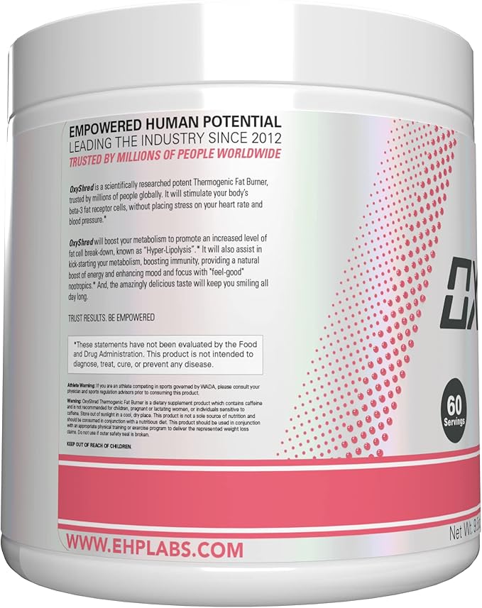 EHP Labs OxyShred Pre Workout Powder &amp Shredding Supplement - Preworkout Powder with L Glutamine &amp Acetyl L Carnitine Energy Boost Drink - Guava Paradise 60 Servings