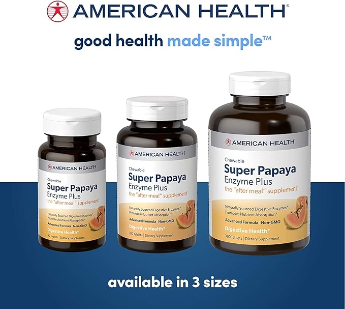 American Health Enzymes Chewable Super Papaya Enzyme Plus 360 Tablets (Pack of 2)