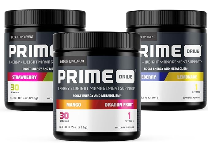 PRIME DRIVE 3 PACK + FREE SHAKER (STRAWBERRY MELON- BLUEBERRY LEMONADE- MANGO DRAGONFRUIT)