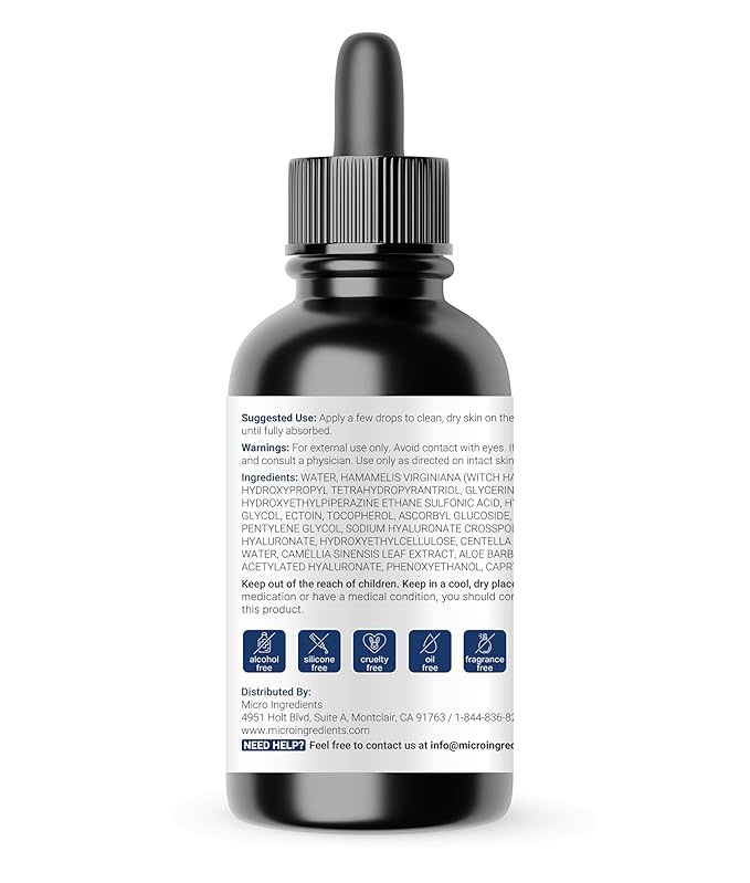 Hyaluronic Acid Serum with Vitamin B5 for Face | Lightweight Hydrating Face Serum for Dry &amp Sensitive Skin | 4 Types of HA at 2% with Vitamin C &amp E | Oil-Free &amp Fragrance-Free 4 fl oz