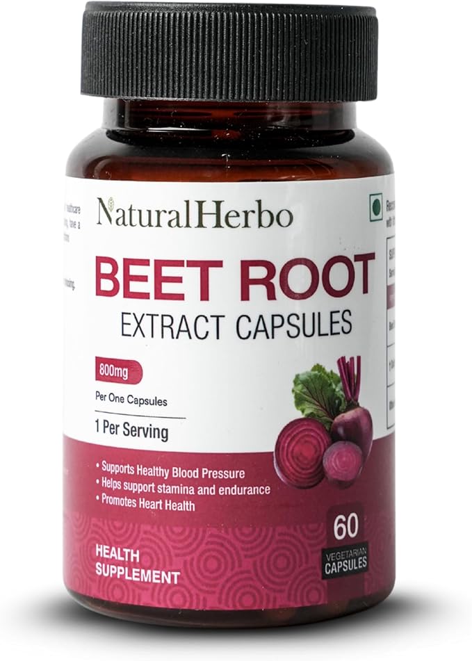 Beet Root Capsules 800mg Tablets | Vegan Beetroot Supplement for Energy Circulation &amp Heart Support | Antioxidant Boost Extract Supplement | Ayurveda Suggested 60 Count