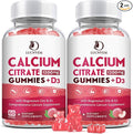 (2 Pack) Calcium Citrate 1200mg with Vitamin D3 Supplements Gummies for Women &amp Men Calcium Gummies with Vitamin D3 K2 High Absorption for Bone Muscle Healthy- Peach Flavor- 60 Day Supply