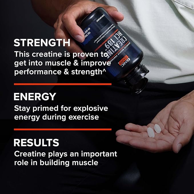 GNC AMP Creatine HCl 189 Pills Clinically Proven Strength &amp Muscle Builder Athletic Performance Energy Production Recovery Supplement Fast Absorbing Gluten Free Formula 60 Servings