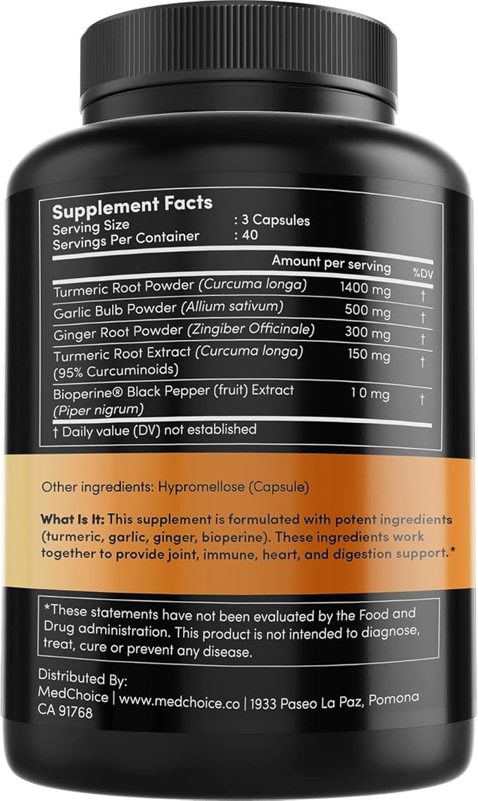 MEDCHOICE Turmeric &amp Ginger (120ct) Sleep Melatonin (90ct) and Nootropic Brain (60ct) Supplement Bundle - Wellness Trio for Brain Sleep &amp Immune Support - Vegan Non-GMO Gluten-Free