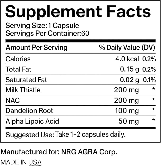ClearLiver Milk Thistle &amp NAC Supplement – Liver Wellness &amp Antioxidant Support with Dandelion Root &amp Alpha Lipoic Acid – 60 Capsules