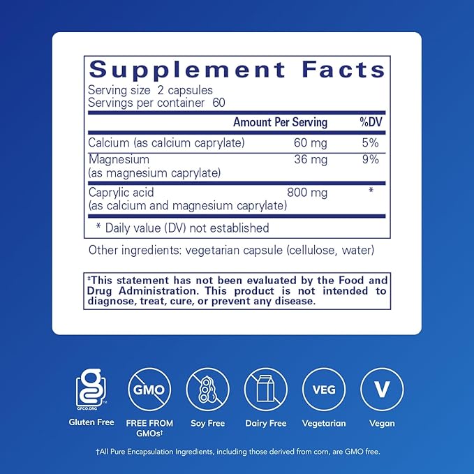 Pure Encapsulations Caprylic Acid | Supplement for Gut and Digestive Health GI Balance Gastrointestinal Support and Intestinal Health* | 120 Capsules