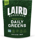 Laird Superfood Prebiotic Daily Greens Powder – Essential Vitamins &amp Minerals - Prebiotic Fiber Adaptogen and Fruits &amp Vegetables – Supports Gut Health – Non-GMO Vegan - 7.4 oz Bag Pack of