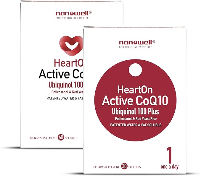 NANOWELL HeartOn Active CoQ10 Kaneka Ubiquinol 100 Plus Heart Health Supplemen - 30 Softgels X 3 Boxes for 3 Months (90 Count)