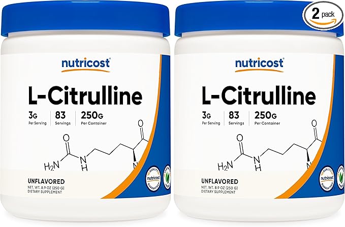 Nutricost Pure L-Citrulline (Base) Powder 250 Grams (Pack of 2)