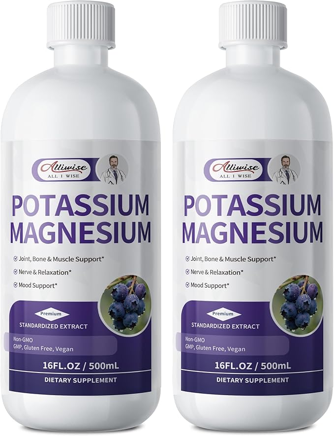 Potassium Magnesium Supplement Liquid-High Absorption Calm Magnesium&ampPotassium Drops Sugar-Free Plus GingerTurmericBlack Pepper for MuscleLeg CrampsBone &amp Energy &amp Immune Support - 16