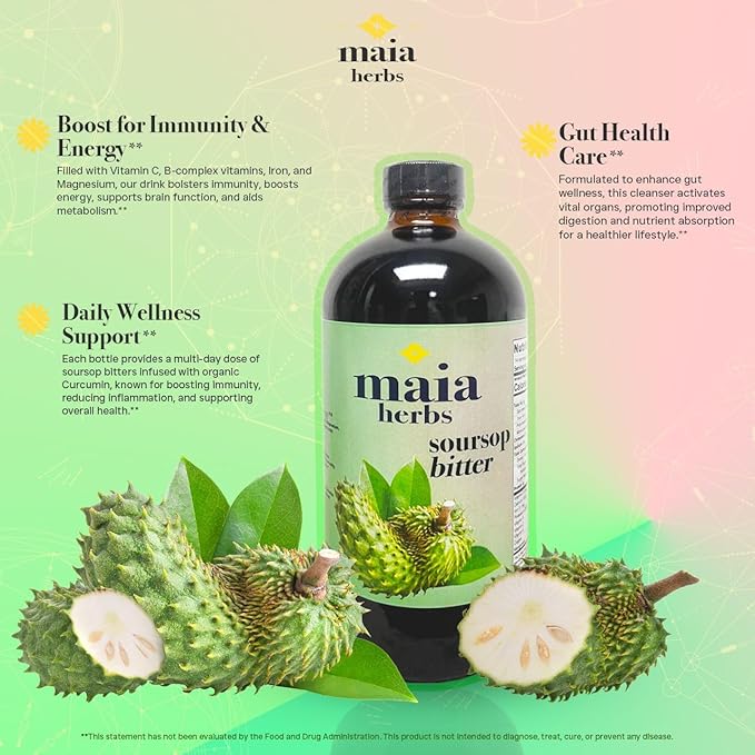 Soursop Bitters Liquid 16oz - Premium Holistic Immune Boost