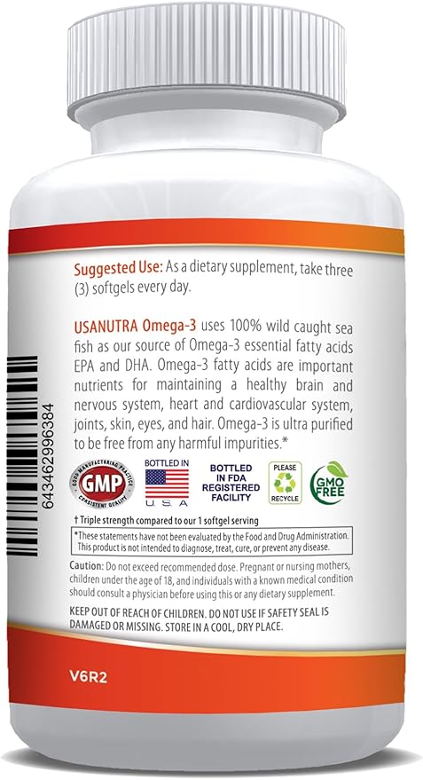 Omega 3 Fish Oil Supplement 3600mg with EPA and DHA for Women and Men Supports Joint Brain and Heart Health 120 Softgels 40 Day Supply
