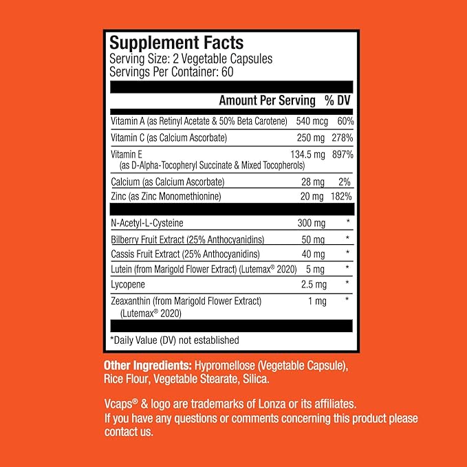 Invite Health Macula Hx Advanced® - Provides Carotenoids Vitamins Minerals and Berry Extracts to Support Overall Vision Health - 120 Vegetarian Capsules (2-Pack)