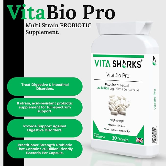 VitaBio Pro Multi Strain PROBIOTIC Supplement 20 Billion Good Bacteria PER Capsule | VITA SHARKS UK Supplement Manufacturer